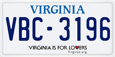 VA license plate VBC3196