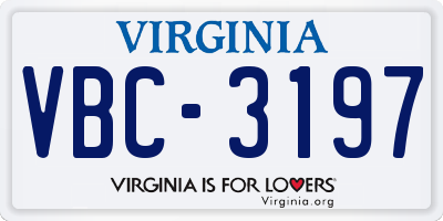 VA license plate VBC3197