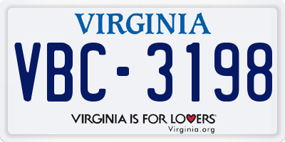 VA license plate VBC3198