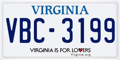 VA license plate VBC3199
