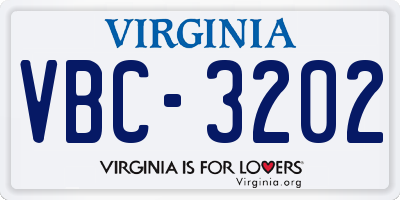 VA license plate VBC3202