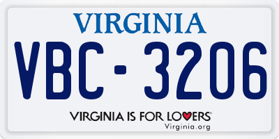 VA license plate VBC3206