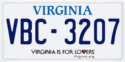 VA license plate VBC3207