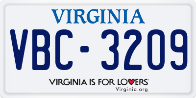 VA license plate VBC3209