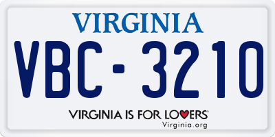 VA license plate VBC3210