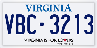 VA license plate VBC3213