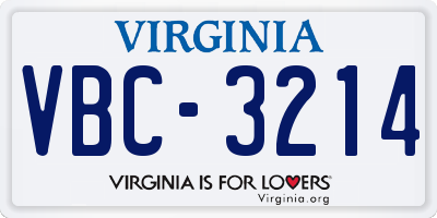 VA license plate VBC3214
