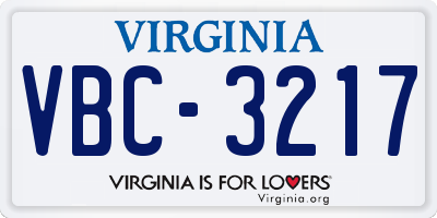VA license plate VBC3217