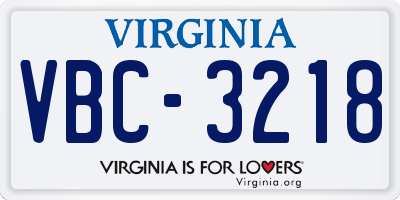VA license plate VBC3218