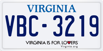 VA license plate VBC3219