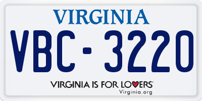 VA license plate VBC3220