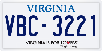 VA license plate VBC3221