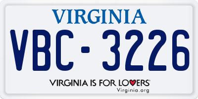 VA license plate VBC3226