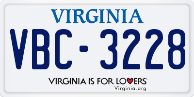 VA license plate VBC3228