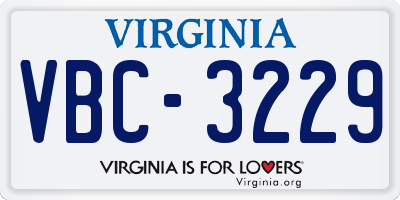 VA license plate VBC3229