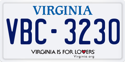 VA license plate VBC3230