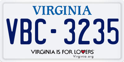 VA license plate VBC3235