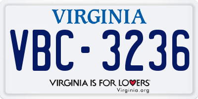 VA license plate VBC3236