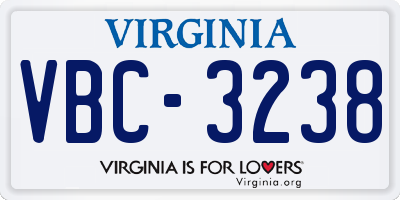 VA license plate VBC3238