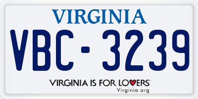 VA license plate VBC3239