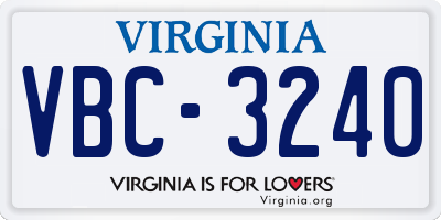 VA license plate VBC3240