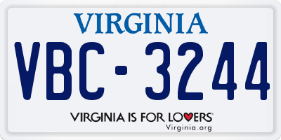 VA license plate VBC3244