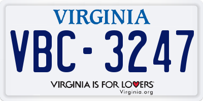 VA license plate VBC3247