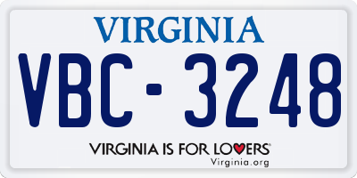 VA license plate VBC3248