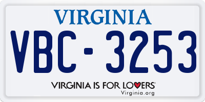 VA license plate VBC3253