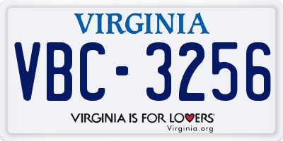 VA license plate VBC3256