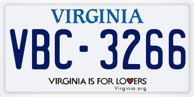 VA license plate VBC3266