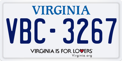 VA license plate VBC3267
