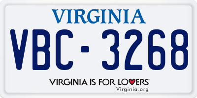 VA license plate VBC3268
