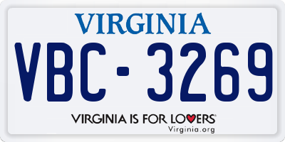VA license plate VBC3269