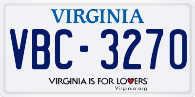 VA license plate VBC3270