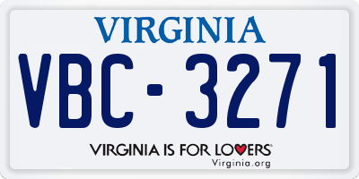 VA license plate VBC3271