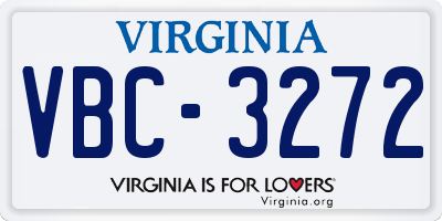 VA license plate VBC3272