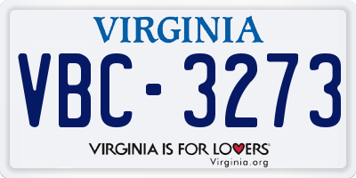 VA license plate VBC3273