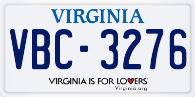 VA license plate VBC3276