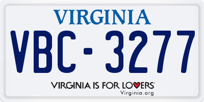 VA license plate VBC3277