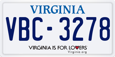 VA license plate VBC3278