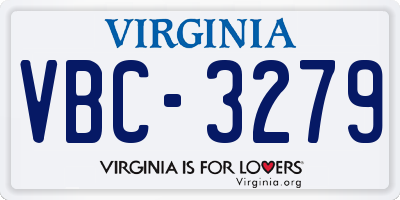 VA license plate VBC3279