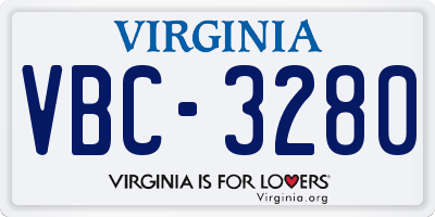 VA license plate VBC3280