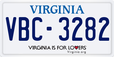 VA license plate VBC3282