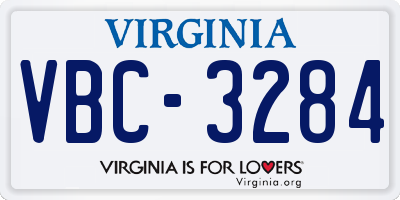 VA license plate VBC3284