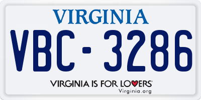 VA license plate VBC3286