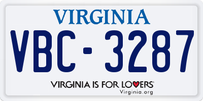 VA license plate VBC3287
