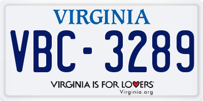 VA license plate VBC3289