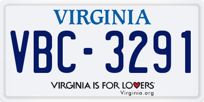 VA license plate VBC3291