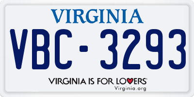 VA license plate VBC3293